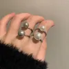 Cluster Rings Minimalist Grey Round Imitation Pearl Ring For Women Elegant Temperament Geometric Finger Accessories Fashion Jewelry Gift