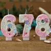 3PCS Świece różowe świece urodzinowe ciasto trzeci rok Baby fajne liczba świec taska topper cyfrowy
