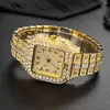 Armbanduhren Hip Hop Out Quartz Watch für Männer Full Diamond Mens Uhren Klassische Square Design Männlicher Uhr Wasserdichtes Reloj Hombre