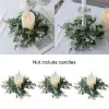 Kaarsen krans kandelaar ring kandelaar kunstmatige groene plant slinger kaarsenhouder voor kerst trouwtafel decoratie