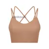 Designer LL-Tops Sexy Women Yoga Sport Underwear New Striped Ribbed Longline Tops Fixed Cup Sports Bras Back Fashion Tank