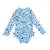 Swimwear Girls lange mouw flamingo bloemen zwemkleding strandkleding badkleding badpak één stuk zwempak zwemkostuums voor kinderen