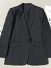 Kvinnors kostymer Kvinnor Wool Blend Shiny Buckle Suit Coat 2024 Spring Long Sleeve Single Button Fashion Office Lady Dark Grey Blazer