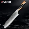 Pro Damascus Santoku Knife 7 -calowy nóż kuchenny VG10 Super Damascus stalowy nóż do rąbania owoców warzyw mięsnych