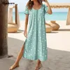 Party Dresses Summer Long T Shirt For Women Vestidos 2024 Solid Color Casual O Neck Short Sleeve High Slit Loose Dress Basic Homewear