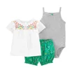Vêtements d'été pour bébé ensemble Cotton Fashion Baby Vêtements à manches à manches serrées à manches serrées Vêtements pour enfants 3-pièces 6-24 mois 240429