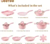 Kookgerei sets Jeetee roze potten en pannen set anti -aanbak 23pcs gezonde keukeninductie kookgranietsteen
