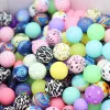 Блоки 50 шт. 15 мм печатные силиконовые бусины BPA Бесплатная пищевая класс Силиконовый DIY DIY Beads Beads Baby Thette Thent