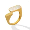 Anelli per matrimoni 2024 Ring Women's Ring Vintage White Sea Shell Apri Titanium Steel Woman Accesories Set di gioielli casual