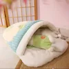 Kedi Yatak Mobilya Japon Sakura Sıcak Kedi Yatağı Kedi Uyku Tulumu Derin Uyku Kış Köpek Ev