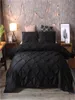 Luxe zwart dekbedovertrek Knijpplee op korte bodemset Koningin King Size 3pcs Bed Linnen Set Deknapset met kussensloop 369 5972306