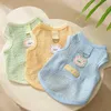 Dog Apparel Pet Spring/Summer Cute INS Hollow Breathable Bear Patch Traction Tank Top Teddy Cat Clothing Cooling Vest for H240506