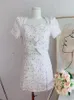 Frauen T -Shirts kleiner duftender Rockanzug Tweed Kurzmantel Puffärmel zweiteilige weibliche 2024 Sommermode für Frauen Korea