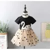 Zestawy odzieży Summer Baby Girl Ubrania Zestaw Bawełniany kreskówka Swan T-shirt+cekinowa sukienka 2pcs Zestaw dziecięcy moda księżniczka dziecięca sukienka setl403