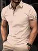 Heren Polo's Nieuwe zomerheren Polo shirt Kraag Kraag Kraagkraag kortglede pullover Casual Sports Solid Color Stand Collar Trend T-shirt voor man T240506