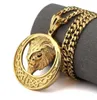 Högkvalitet smycken autentisk 18k guld lejon hänge totem gyllene manlig kvinnlig mode hiphop halsband tröja kedja a1844189602