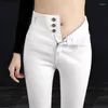 Kadınlar kot s-5xl artı kadife beyaz kadın yüksek bel sıska tozluklar uzun denim pantolonlar sıcak polar kalem pantolon kış je