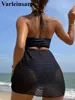 Halter Hollow Out Backless Crochet Knited Tnunit Tunic Beach Cover Up Cover-up Robe Wear Beachwear Femme Femme V4468
