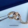 Cartre high -end sieraden kettingen voor dames v gouden liefde ketting dik vergulde 18k diamant bezaaide cirkelvormige ketting hanger kraagketting origineel 1: 1 met logo