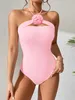 Swimwear féminin Peachtan Team Bride Swimsuit Bathing Fult One Piece Kearan Swimwear Style Sexy Beachwear Summer 2024 Floral Maignons de maillots de bain Y240429