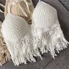 Tanks de femmes sexy creux out sous-vêtements Femmes Top Summer plage courte du gilet Bikini en tassel tassel