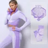 Seamless Women Yoga Sets Female Sport Gym Suits Wear Running Clothes Fitness Suit Long Sleeve Clothing 240425