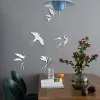 Stickers 5pc/set Wall Sticker Swallow Decal Waterproof Selfadhesive Acrylic Mirror Sticker For Living Room TV Sofa Background Wall Decor