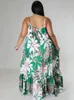 5xl 4xl plus size roupas vestidos femininos vestes de babados em cascata verão imprimir outono de rua solteira estilo casual big maxi vestido 240425