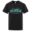 s est 1905 L0S Los Angeles California Alphabet Camiseta impresa Mensor Mass Fashion Cocina Top Top Casual Loose Street Hip Hop Camiseta J240506