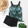 Pakken 2023 Nieuwe geometrische print tankini set plus maat tweedelig zwempak voor vrouwen groot formaat badkleding badkleding strandkleding strandkleding