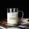 Tumblers God morgon glas mugg kaffemjölk frukost kopp tumbler med handtag transparent drinkware hushåll gåva till barn set H240506