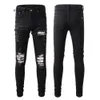 Jeans pour hommes pour hommes jean 2024 Demin High Street Amiirii Brand Black Broken Patch Elastic Slim # 849 P773