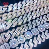 Hip Hop Necklace Iced Out Diamond 14mm 925 Silver Moissanite Cuban Link Chain