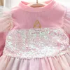 Robes de fille robe fille robe princesse robe paillette costume de fête de fête mode tenue d'anniversaire en dentelle