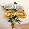 Silk Roses 38cm1496 inch Artificial Single Rose Gold Silver Colors For Wedding Xmas Party Home Decorative Flower8254856