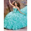 Fishbone Sweet Pageant Girls Dresses Quinceanera 16 Ruffle Organza Ball Gown Birthday Party Floor Length Prom Dress