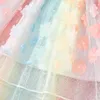 Mädchenkleider Kleinkind Kid Girls Kleid Blume verschönerte Bowknot Fly Sleeve Bunte lässige Kleid Sommer Mode Prinzessin Dressl2405
