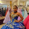 Blue Red Royal Quinceanera -jurken met kanten applique kralen goudkristallen strapless gelaagde op maat gemaakte zoete 16 prinses prom pageant baljurk vestidos