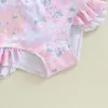 Swimwear Cute Ruffle Floral Baby Girls Swimsuits Kids Beachwear Summer Long Sleeves Zipper Jumpsuit Beachwear for Toddler Bathing Suits