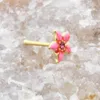 Arts du corps Jhjt 20g Pink Flower Nez Piercing 316L Chirurgical en acier inoxydable Nez Bague de pote bijoux D240503