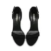 Sandálias 2024 Mulheres de verão 9,5 cm de altura 2 cm camurça camurça negra lady steletto tiras de areia de gestas de gato fetiche sapatos