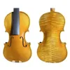 4/4 Violino artesanal Boa madeira de bordo de abeto de chama com estojo oblongo de qualidade