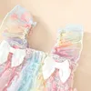 Mädchenkleider Kleinkind Kid Girls Kleid Blume verschönerte Bowknot Fly Sleeve Bunte lässige Kleid Sommer Mode Prinzessin Dressl2405