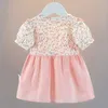 Mädchenkleider elegantes Baby Kleid Blumendruck Prinzessin Kostüm 0-4y Toddle Girl Kleidung Kinder Outfit Schöne Strandkleid A-Line