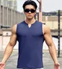 Men's Tank Tops 2024 Summer Men V-neck Vest Gym Top Fitness Sleeveless Shirt Training Sports Undershirt Gyms Train