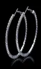 Hoop Huggie Fashion Ladies 50mm Bridal Silver Color Crystal Diamante Rhinestone Round Earrings For Women Wedding Prom Accessorie8821639