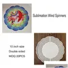 Sublimation Blanks Wholesale Blank Wind Spinner 10 Inch Aluminum Spinners Outdoor Hanging Garden Decoration Metal For Diy Both Drop De Dhhzs