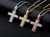 Iced Out Cz Bling Baguette Style Cross Pendant ketting Mens Micro Pave Cubic Zirconia Goud Zilver Rose Gold Necklace 3800 Q24986532