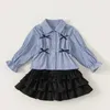 Одежда наборы для девочек одежда весна лето детская девочка полосатая рубашка и юбка 2pcs подходит для детей винтажные наряды
