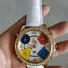 Designer Luxo Automático Mechanical Watch Jkco Leopardo Tcheca Full Sky Star Multi Funcional Círculo duplo não convencional Relógios de ouro do cinto de hiphop para homens